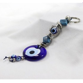 Resim Çerçeveli Nazar Desenli El Yapımı Cam Nazar Boncuklu Anahtarlık, 