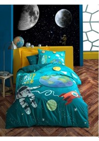Resim Cotton Box Junior Nevresim Takımı Tek Kişilik Little Astronaut Turkuaz 