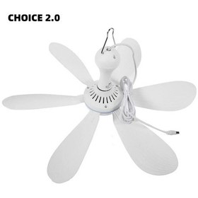 Resim Goldenqian Usb Fan Sessiz 6 Bıçaklı Tavan Vantilatörü 4 Vitesli Asılı Fan Kamp Yatağı Kamp Açık Asılı Camper Çadırları No Remote 