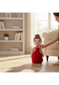 Resim Kız Çocuklar İçin Kırmızı Elbiseli Amigurumi Oyuncak Kırmızı 