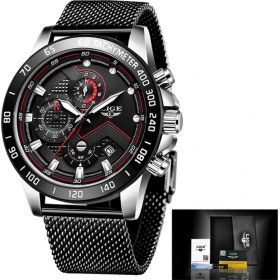 Resim Hanyang Gümüş Siyah Lıge Lüks Üst Marka Kuvars Erkek Saat Spor Paslanmaz Çelik Hasır Kemer Erkekler Kol Saati Rahat Su Geçirmez Adam Relogio Masculino (Yurt Dışından) 