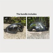 Resim Oldfriend Gri 2+gümüş Vintage Deri Motosiklet Gözlüğü Rüzgar Ve Toz Geçirmez Koruyucu 