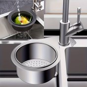 Resim Kuğu Lavabo Süzgeci Sepeti, Paslanmaz Çelik Kuğu Lavabo Süzgeci Sepeti, En Yeni Siyah & Beyaz Lavabo Köşe Süzgeci, Mutfak Atıkları için Musluk Asılı Filtre Sepeti 