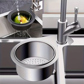 Resim Kuğu Lavabo Süzgeci Sepeti, Paslanmaz Çelik Kuğu Lavabo Süzgeci Sepeti, En Yeni Siyah & Beyaz Lavabo Köşe Süzgeci, Mutfak Atıkları için Musluk Asılı Filtre Sepeti 