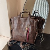 Resim Vintage Kadın Günlük Sırt Çantası - Büyük Kapasiteli Seyahat Çantası, Ayarlanabilir Omuz Askısı, Ön Fermuarlı Cep ve Anahtarlık Püskülü, Kahve/Açık Kahverengi, İşe Gidiş-Dönüş, Hafta Sonu Gezileri İçin, Klasik Tasarım, Yüksek Kalite Bitim, Fonksiyonel Tasarım, Günlük Kullanım 