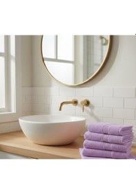 Resim Bordürlü El/yüz Havlusu Tekli Mor 