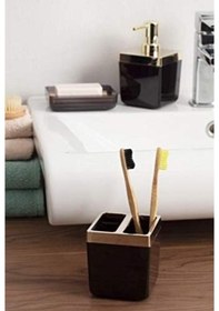 Resim Banyo Seti, Şeffaf Siyah/altın Kaplı Çerçeve 6998 