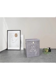 Resim Çamaşır Sepeti - Eşya Saklama Kutusu Keçe - Mega Boy Gri 