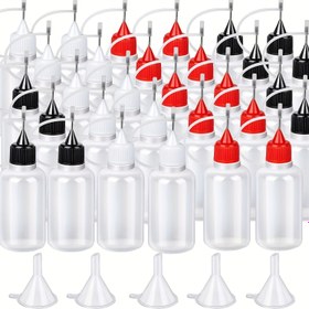 Resim 1/3/6/12 adet Hassas İğne Ucu Yapıştırıcı Uygulama Şişesi, 6 Renk 30ML/1 OZ İnce İğne Ucu Sıkma Şişesi, DIY Boya Kağıt Quilling Sanatı Yapıştırıcı Mürekkep Sıvı Akrilik Boyama için Mini Huni ile 