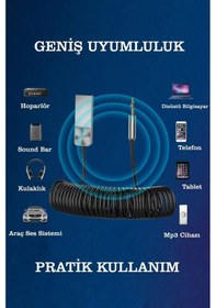 Resim Usb Aux Wireless Bluetooth Araç Kiti Bluetooth 5.1 Stereo Ses Alıcısı Aux 3.5 Mm Bluetooth Adaptör 