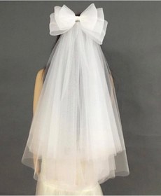Resim bbays new trend 80cm Gelin Gelinlik Için, Nikah, Duvağı,tül, Kırık Beyaz Tokalı Fiyonklu Şık Duvak 