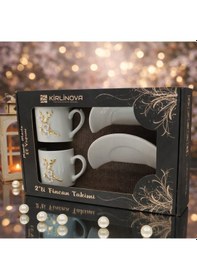 Resim Dal Çiçek Porselen Kahve Fincanı 2li Set Türk Kahvesi Fincan Takımı Beyaz 