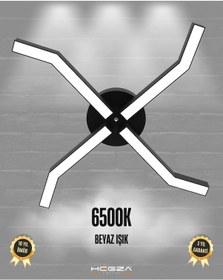 Resim Polpo Siyah Kasa, Beyaz Işık Modern Plafonyer Led Avize Siyah 