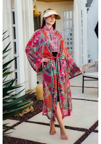 Resim Remsa Mayo Remsa Tesettür Mayo Üzerine Tek Kaftan Kimono Pareo Pembe Rp031 Arzu Pembe 