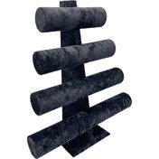 Resim Bileklik Ve Takı Standı 4 Kademeli Siyah Süet 