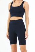 Resim kallima Lacivert Toparlayıcı Esnek Fitilli Spor Bra - Biker Tayt Takım 