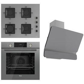 Resim Flowart SS Serisi Gri Ankastre Set (SS208 - QMS63CPR - D082) 