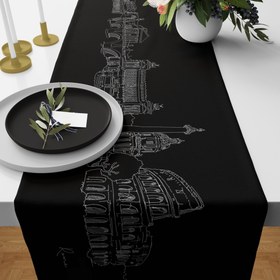 Resim Roma Siyah Runner Örtü 