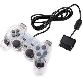 Resim Beyaz-ps2 Kablolu Oyun Denetleyicisi Gamepad Çift Titreşim Temizle Denetleyici Gamepad Joypad Sony Playstation Ps2 Controle İçin 