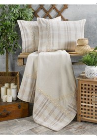 Resim Buldan Işi Otantik Gipürlü Çift Kişilik Kutulu Pike Takım 