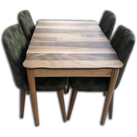 Resim Masa KÜTÜK DESEN Takım Model Kayın RETRO iskelet Parlak ceviz renk 4ad El apım 