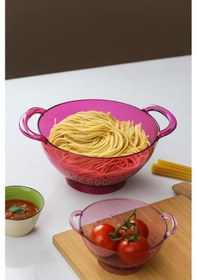 Resim Akrilik Pembe Makarna Süzgeçi & Sebze Meyve Süzgeçi Çok Renkli 