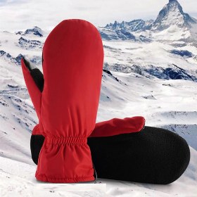 Resim Binicilik, Açık Hava Kayak Eldivenleri Ve Isıtma Eldivenleri İçin Kırmızı Kalınlaştırılmış Sıcak Eldivenler 