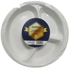 Resim Asorty 3 Bölmeli Plastik Tabak - 25 Adet 