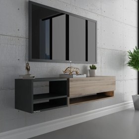Resim Myniture Duvara Monte Tv Sehpası Çırağan Antrasit S6105-3 