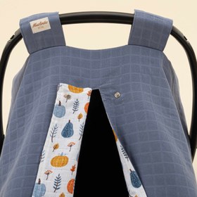 Resim Puset Örtüsü - Çift Taraflı - İndigo Muslin - Mavi Balkabağı 