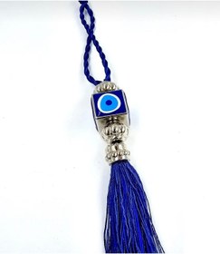 Resim GultekinShop Püsküllü Nazar Boncuğu Armalı Mavi Dikiz Ayna Süsü 