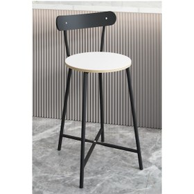 Resim Bar Sandalyesi Oval Mutfak Taburesi Beyaz 1512 Beyaz 