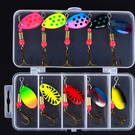 Resim 10 Adet Metal Kaşık Olta Yemi - Üçlü Kancalı, Sağlam Spinnerbait, Canlı Renkler (Neon Yeşil, Kırmızı, Mavi, Altın, Metalik) - Turna Balığı, Levrek, Alabalık için İdeal - Tatlı ve Tuzlu Su Balıkçılığına Uygun - Organizatör Kutusu Dahil, Olta Yemleri ve Yemekleri 
