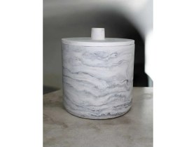 Resim Mermer Desenli 4l Beton Çöp Kovası, Banyo ve Mutfak Aksesuarı 