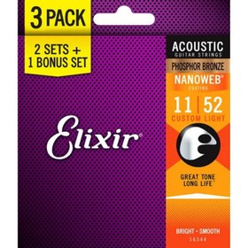 Resim Elixir 16544 Nanoweb Bronze Akustik Gitar Teli (11-52) 