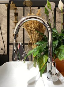 Resim İsaoğlu Yapı Silver Gümüş Ginza Spiralli Mutfak Bataryası Oynar Başlıklı Evye Musluğu Uzayan Mutfak Bataryası Gümüş 