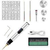 Resim 36 Şablonlu Elektrikli Gravür Kalemi, 35 Uçlu 25W Kablosuz Gravür Aleti, USB Şarj Edilebilir (Yurt Dışından) 