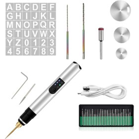 Resim 36 Şablonlu Elektrikli Gravür Kalemi, 35 Uçlu 25W Kablosuz Gravür Aleti, USB Şarj Edilebilir (Yurt Dışından) 