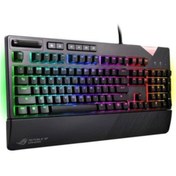 Resim Asus ROG Strix Flare Aura Sync Usb Kablolu RGB Cherry MX Blue Mekanik Oyuncu Q Klavye Asus