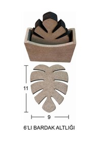 Resim Yaprak Ahşap Bardak Altlığı 11x9cm L386 Ahşap 