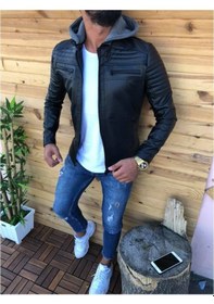 Resim Oliggopol Erkek Deri Mont Ceket Beckham Model 2019 New Season.Vol.29 Siyah 