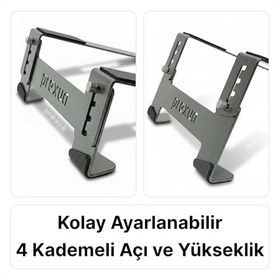 Resim Prexua Stepper Laptop Standı - Notebook Yükseltici Altlık - Metal - Siyah - STP4025 (Siyah, Medium) 