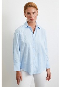 Resim Paralel Çizgili Gömlek Mavi Mavi 