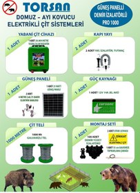 Resim Torsan Güneş Panelli Pro Plus 1000 Elektrikli Çit Sistemi Domuz - Ayı Kovucu 1000mt 