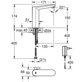 Resim Grohe Eurosmart Cosmopolitan E Fotoselli Lavabo Bataryası, 1/2 L - Boyut Çift Su Girişli Ayarlanabilir Sıcaklık Sınırlayıcısı - 36421001 Gümüş 