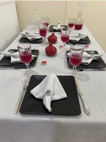 Resim Keten Görünümlü Dertsiz Simli Masa Örtüsü Gri 