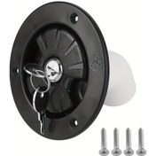 Resim Sunshine011 Kilitlenebilir Kara Su Dolap Kapağı 80mm Beyaz Hortum Bağlantı Kilit Sistemi Siyah Siyah 