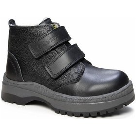 Resim Tekiner Hakiki Deri Kürklü Erkek Çocuk Botu Ortopedik Gri Siyah 