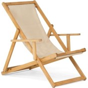 Resim Flat Ahşap Şezlong - 3 Kademeli Sırt Dayama, Kolçaklı 