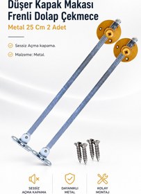 Resim NZB Düşer Kapak Makası Frenli Dolap Çekmece Metal 25 Cm Sessiz Açma Kapama Amortisör Piston Bar 2 Adet 